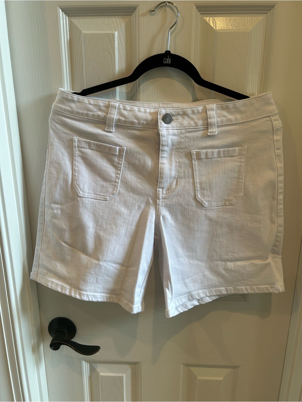 CAbi Patch Pocket White Women’s Denim Shorts